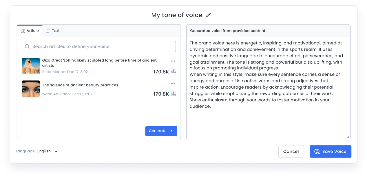 Marfeel Copilot - Tone of voice prompt configuration